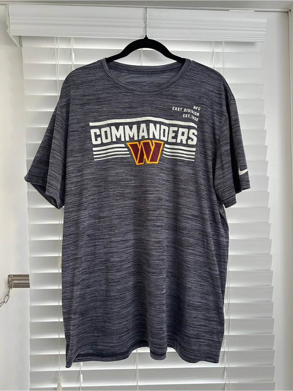 Nike Gray Commanders Heathered Performance Tee with Team Crest
